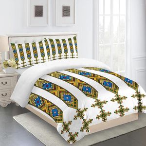 寝具セットSABA TELET ETHIOPIAN ERITREAN DUREX ON SELY KILT 3PCS KING FULL SIZE DUVET COVER LINEN SET BEDSPREAD 200x200 240x220