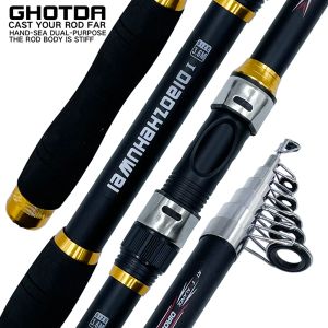 막대 Ghotda FRP 탄소 섬유 2.13.6m 회전 낚시로드 M 파워 텔레스코픽 암석 낚시로드 잉어 피더로드 서핑 막대