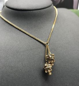 Famous Designers Skeleton Charm Pendant Necklaces Retro Gothic Punk Skull Necklace Chain for Men Women High Quality Jewelry Accessories