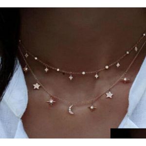 Tennis Graduated Women Pendant Necklace Irregar Crystal Gold Dimond Cut Mtilayer Beaded Choker Fashion Jewelry8113649 Drop Delivery Je Otztd