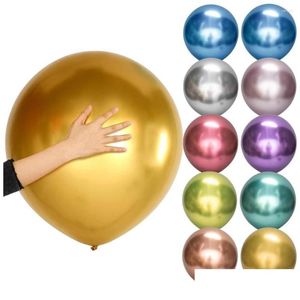 Party Decoration 18Inch Metal Balloons Chrome Metallic Latex för födelsedag Baby Shower Graduation Dekorationer Drop Delivery Home Garden OTCR7