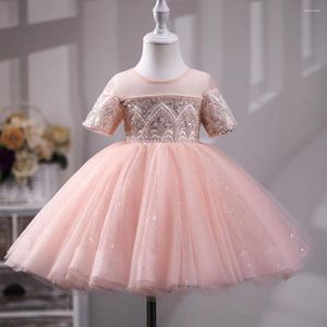 Mädchenkleider Jill Wish Luxus Dubai Korallenkleid Perlen Perlen Prinzessin Baby Kinder Hochzeit Geburtstag Party Abendkleid Heilige Kommunion J231