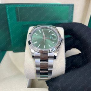 Zegarek męski 41 mm V5 gładka ramka datejust zielona tarcza 18k biały złoto automatyczny ruch Sappire Glass Ref 126300 Luminous Watches SP264N