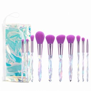 10 pz Viola Pennelli Trucco Set Maniglia di Cristallo Make Up Brush Foundati Powder Blush Ccealer Ombretto Sopracciglio Beauty Tool Kit U9jP #