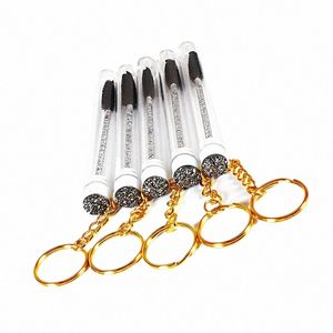 10/50/100st Tube Eyel Brush with Gold Keychain Glitter Mascara Wand för L Extensi Micro Comb Ctainer Makeup Tool Z09p#