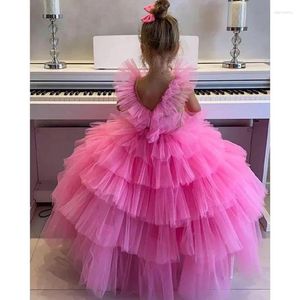 Girl Dresses Pink Tulle Flower Girls For Weddings Party Kids Poshoot Baby Birthday Gowns