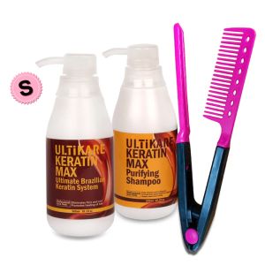Treatments 300ml Brazilian 8% Formalin Keratin Treatment+300ml Purifying Shampoo Straighten and Repair Strong Cruly Hair+Free Red Comb