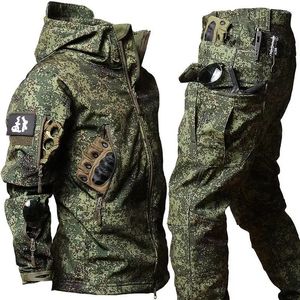 Hunting Jackets Severe Winter Special Tactics Training Soft Shell Plush Thickened Waterproof Windproof Hooded Warm Jacket And Pants Set