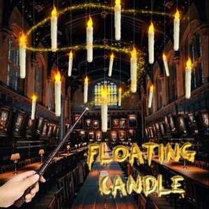 魔法の杖付きFLOATING FLAMERSE CANDLESライトLEDリモートコントロール電気めちゃくちゃテーパーキャンドルChristmashalloween Party 240322