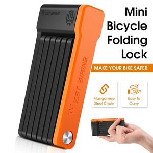 West Biking Foldable Bicycle Lock Security Anti-TheTheft Cycling Lock MTB Road Bicycle Accessories Scooter Electric Bike Chain Lock 240318