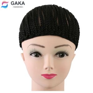 Hairnets 1PC Black Braids Hairnets for Making Wigs Elastic Lace Hair Cornrow Cap with Clips for Weaving Crochet Hair