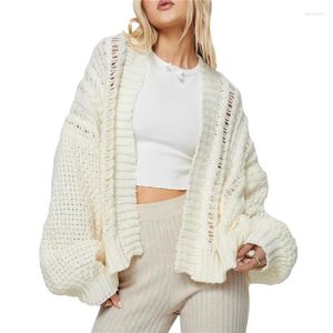 Women's Knits Women Cardigan Sweater 2000s Aesthetic Clothes Solid Color Long Seeve Opne Front Tops Loose Knitwear Y2k Clothing Streetwear