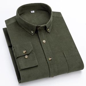 Pure Cotton Corduroy LongSleeved Shirt Mens Classic Retro WearResistant ScratchResistant Casual Social Men Overalls 240308