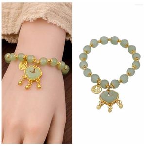 Charm Bracelets Handmade Ping An Lock Bracelet Stone Jewelry Accessories Green Beading FU Words