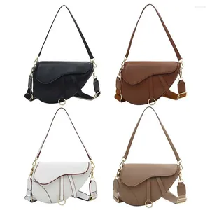 Shoulder Bags PU Leather Stylish Satchel Vintage Women Solid Color Bag Waterproof Saddle Large Capacity Travel