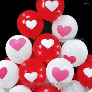 Dekoracja imprezy 100pcs/Lot Latex Ballon Czerwone i białe balony z wzorem serca 12 cali nr 8 2.8G okrągły piłka DEC na ozdoby ślubne