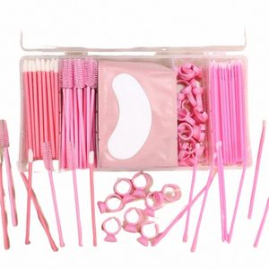 Eyel Extensi Supplies Set med Box Disponible Mascara Wand Applicator Les Micro Brush Lim Ring Eye Patches Makeup Tools 55 km#