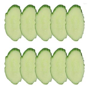 Decorative Flowers 10PCS/Pack Artificial Cucumber Slices Green Simulated Model Decorations Display Tool