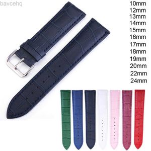 Watch Bands Colored leather strap for mens 12 13 14 15 16 17 18 19 20 22 24mm crocodile pattern waterproof strap 24323