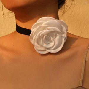 Gargantilha com flor grande moda corda longa ajustável colar de casamento acessórios de pescoço romântico feminino