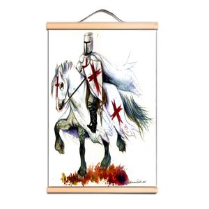 Knights Templar Plakaty sztuki ścienne Vintage Christian Crusaders Canvas Scroll Malowanie Dekoracja ścienna do baru kawiarnia Man Cave CD34