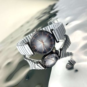 Relógio de quartzo elástico com banda de escala minimalista casual feminino