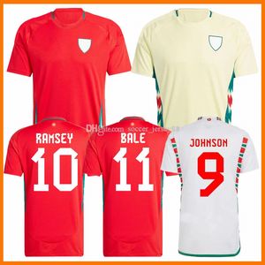 24 25 Wales Soccer Jerseys Bale Wilson Allen Ramsey 2024 2025 Cup Rodon Vokes Home Red Away Futebol Amarelo Camisa de manga curta de manga curta