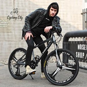 Cykelcykel City Mountain Bike Vuxen Offroad Bike Spoke Wheel 21hastighet Variabel hastighetscykel DUBBEL DISC Brake 24/26 tum Cykelcykel