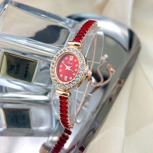 Nuovo braccialetto regolabile gratuito da donna con diamanti ellittici pietre zirconi colorati per orologio al quarzo di alta qualità, squisito e compatto