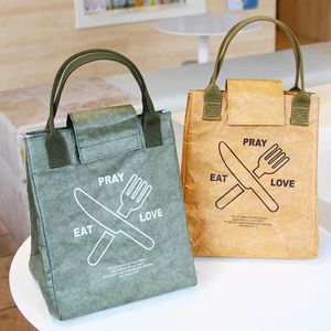 Insulation Bags Leakproof Tyvek paper Lunch box Portable Insulated bento bags Thermal Cooler Kraft bag oil water proof 240312