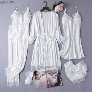 Abbigliamento per la casa Womens Nuova sposa Bridesmaid Wedding Party Dress Womens Pigina bianca Kimono Pajamas Rayon Casual Night Dressl2403