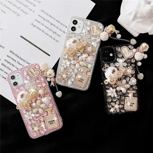 I migliori designer di lusso Custodie per telefoni con strass e diamanti per iPhone 15 Pro Max 15Plus 14Pro 13 12 11 Designer Bling Fashion Custodia creativa per cellulare Custodia per cellulare