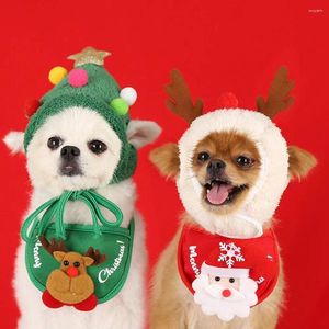 Dog Apparel Christmas Scarf Caps Bandana Cotton Washable Bow Tie Bibs Santa Costume Pet Cat Hat Party Accessories