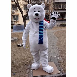 2024 vendas quentes bonito urso lwhite mascote traje carnaval festa palco desempenho vestido extravagante para homens feminino traje de halloween