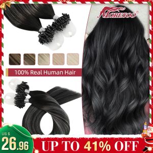 Przedłużenia moresoo mikro łącza przedłużenia włosów 100% prawdziwe ludzkie włosy Brazylijska maszyna Remy mikro pierścień koraliki Hair Extensions 50S 50G