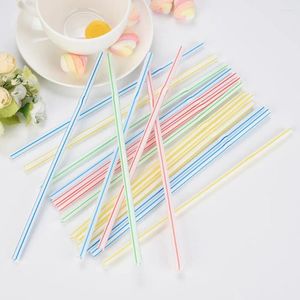 Disposable Cups Straws 100 Pcs Plastic Drinking Multi-Colored Striped Bendable Elbow Party Event Alike Supplies Color Random