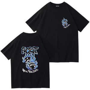 TR APSTAR Design original camisetas masculinas logotipo verão desenho animado sem gola manga curta carta solta versátil tops camisetas preto branco 759