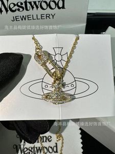 Designer Lin Zhou Pin Diamond Full Diamond Saturno Necklace Women's Shining Full Diamond Pin Stacked Chain Catena 234