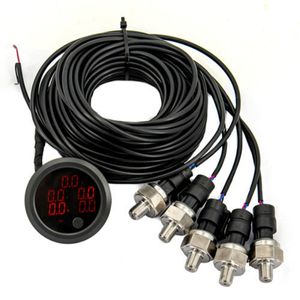 52mm Auto Ultra Dünne Luftfederung Manometer PSI 2'' Air Press Boost Air Ride Meter LED Fünf Display mit 1/8NPT Sensoren