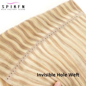 Weft Invisible Pu Hole Weft Human Hair Extensions 16 