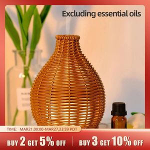 Wood Weave Mini Vase Air Airfifier USB Electronic Ultrasonic Water Fragrance Essential Oil Diffuser Home Room doft 240322