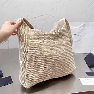 Designer simples e versátil bolsa de um ombro carta bordada mulheres compras axilas sacos tecido casual grande capacidade tote balde sacos de praia