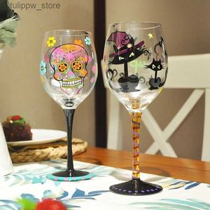 Bicchieri da vino Piccola tazza da vino personalizzata Fresh Art Bicchiere da vino dipinto a mano alla moda e creativo Bicchiere da vino rosso a tema Halloween L240323