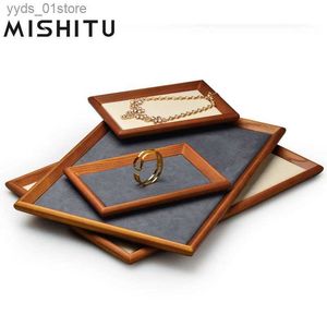 Smyckeslådor Mishitu Solid Wood Display Props smycken Display Tray Ring Diamond Earrings Halsband smycken Display Plate Smycken Tray L240323