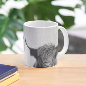 Kubki Highland Cow - Black White Coffee Mug Travel Personalizowany termiczny