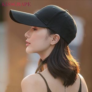 新しいユニセックスコットン野球帽の帽子男性のための固体色の長いバイザー帽子女性ストリートスタイルのスナップバックパパキャップ