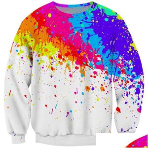 Men'S Hoodies  Sweatshirts Cloudstyle 3D Sweatshirt Men Color Paint Stains Print Streetwear Jumpers Top Plovers Fashion Spring Size Dhvpu