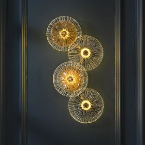 Biewalk Modern Round Golden Glass Luxury Wall Lamp LED TVリビングルームソファソファベッドルーム背景装飾照明装置240322