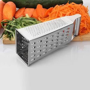 2024 rostfritt stål 4 -sidiga blad hushållslåda grater container multipurpose grönsaker skärare kök verktyg manual ost slicer för