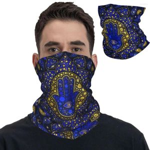 Lenços Hamsa Mão Bohemian Bandana Pescoço Capa de Fatima Dot Art Lapis Lazuli e Envoltório de Ouro Lenço Headband Equitação Adulto Respirável